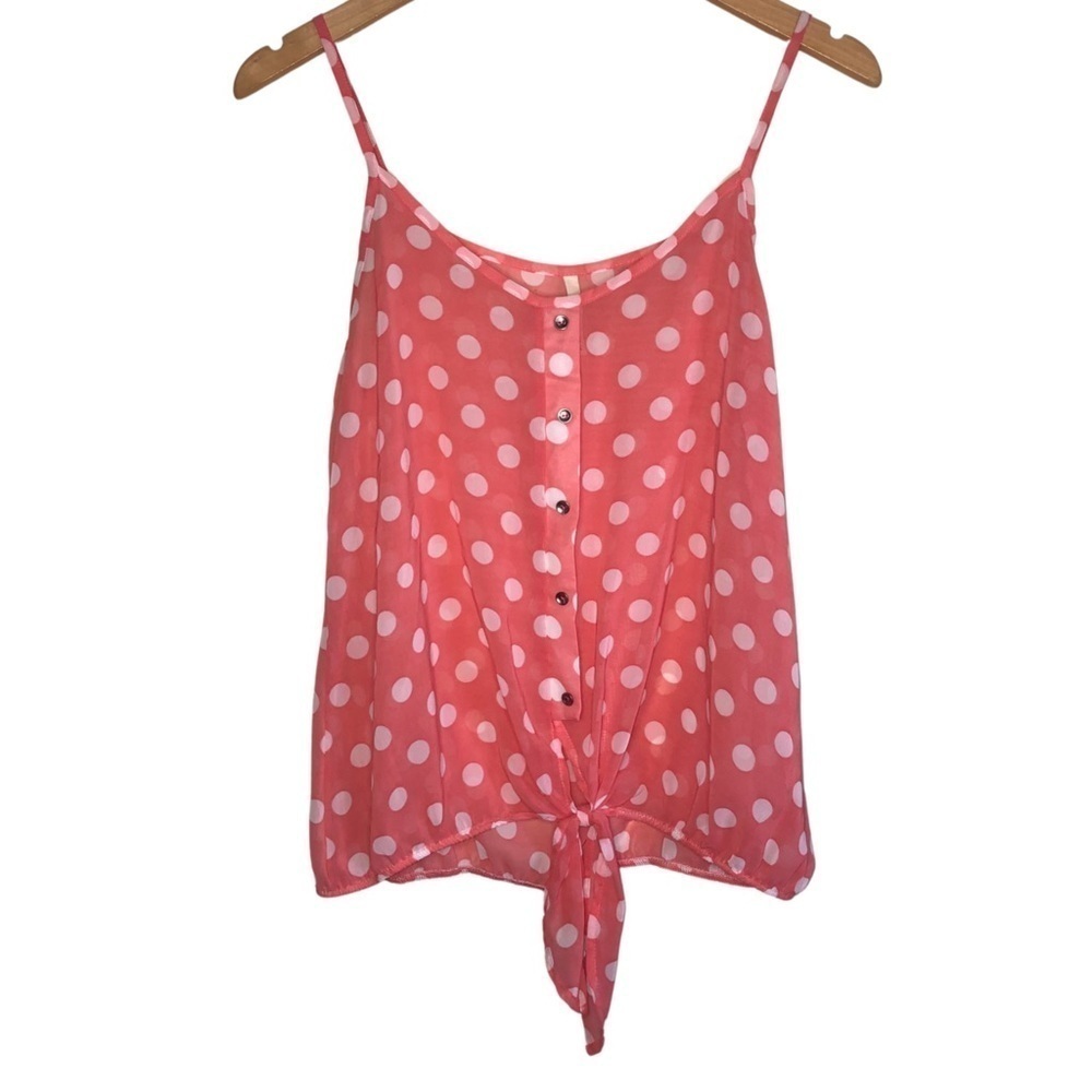 B Jewel Women’s Semi-Sheer Peach Polka Dotted Tank Size Medium